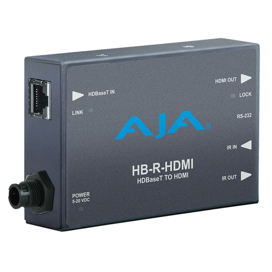 HB-R-HDMI Mini converter, signal conversion from HDBaseT to HDMI for video, audio & control signals
