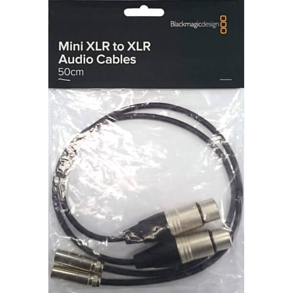 Blackmagic Mini XLR-M to XLR-F 50cm cables 2 pack for Video Assist 4K